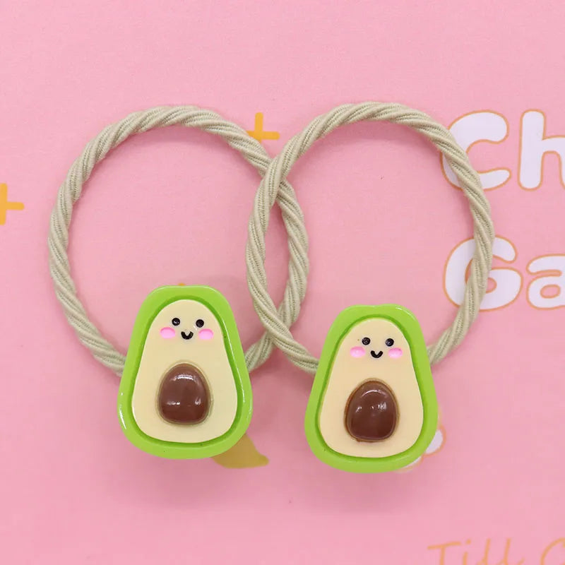 2Pcs/Set Halloween Gift Resin Strawberry Hair Accessories Colorful Hair Ties Children's Rubber Bands Kid Headband Scrunchies