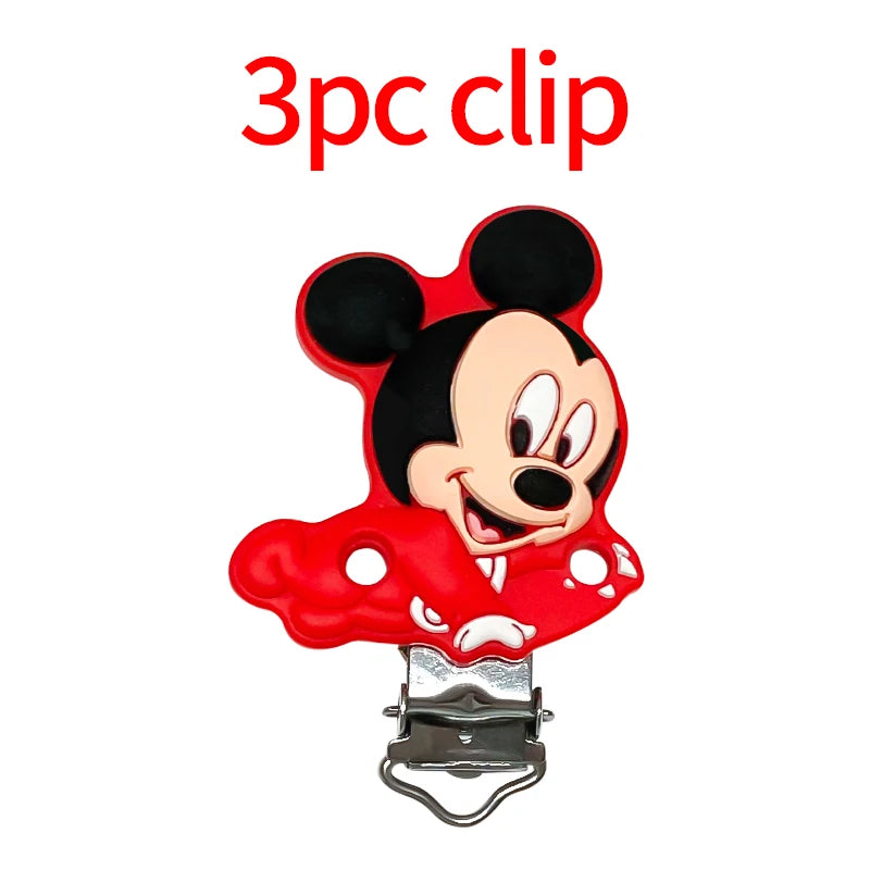 1/3/10pcs Silicone Mickey Teething Beads Food Grade Cartoon Shape Baby Teethers Toys DIY Pacifier Clips Chain Accessories
