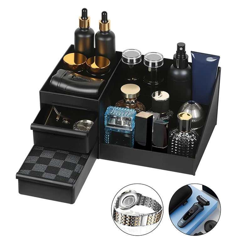1Pc Cosmetic Storage Box With Drawers Cologne Organizer Holder For Dresser Perfume Stand Bathroom Countertop Organizer