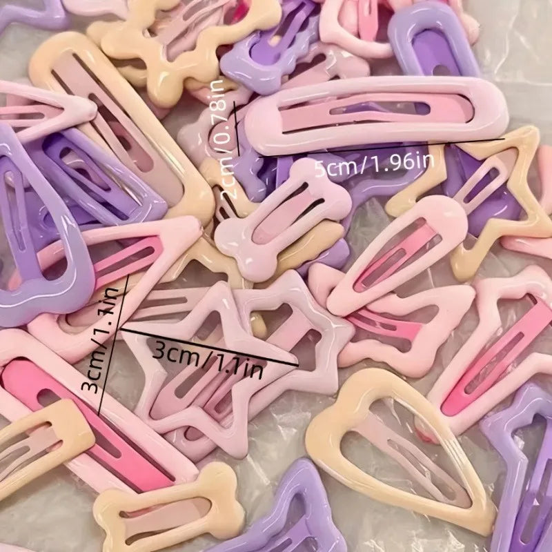 30pcs Mixed Pack Heart-shaped and Bow-shaped Hair Clips Suitable for Girls As Party or Holiday Gifts Hair Accessories