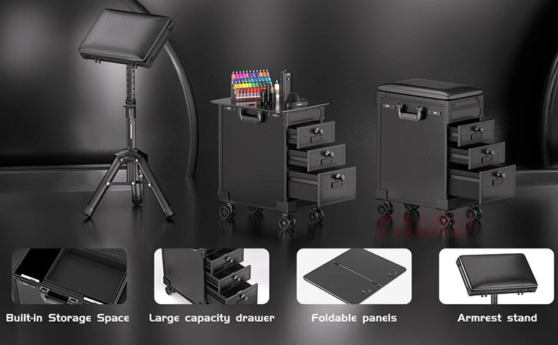 TAIDU Suitcase Tattoo With Three Drawers Luggage Case Composite PU ABS Traveling Case Large Storage Space Tattoo Equipment