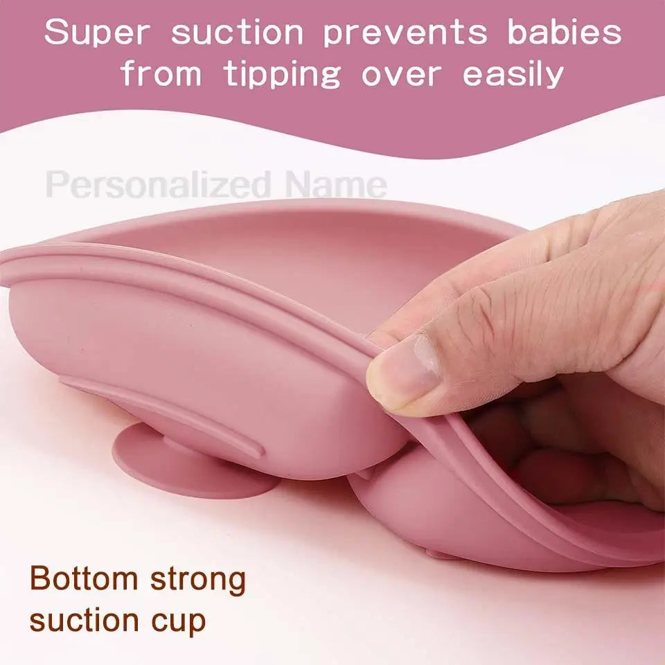 Set 6pcs Vajilla de Silicona para Bebé | Bol, Plato, Cuchara, Tenedor, Babero y Vaso 🍼