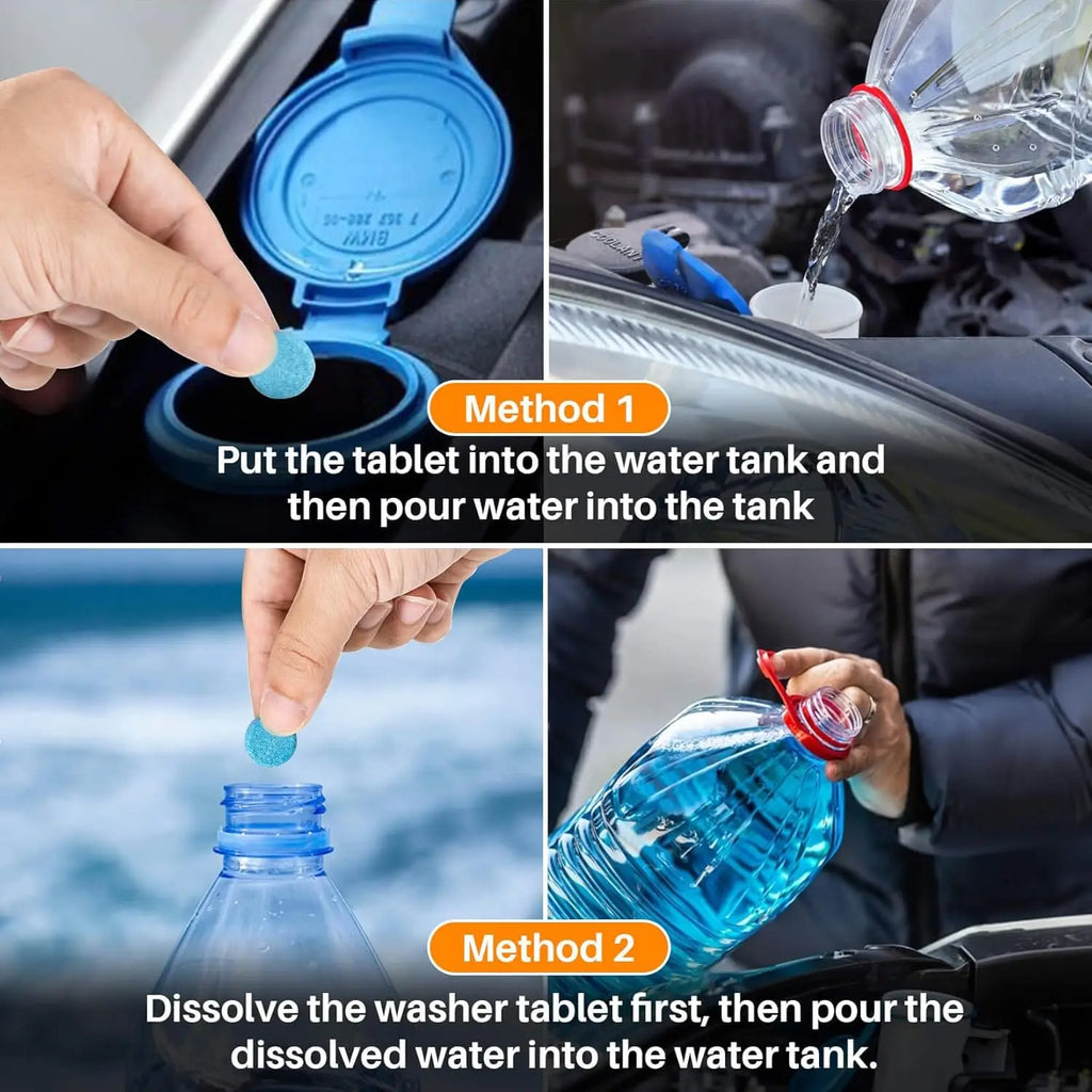 Car Windshield Washer Tablets - Concentrated Glass Cleaner for Automotive Wiper Fluid, Easy to Use and Effective