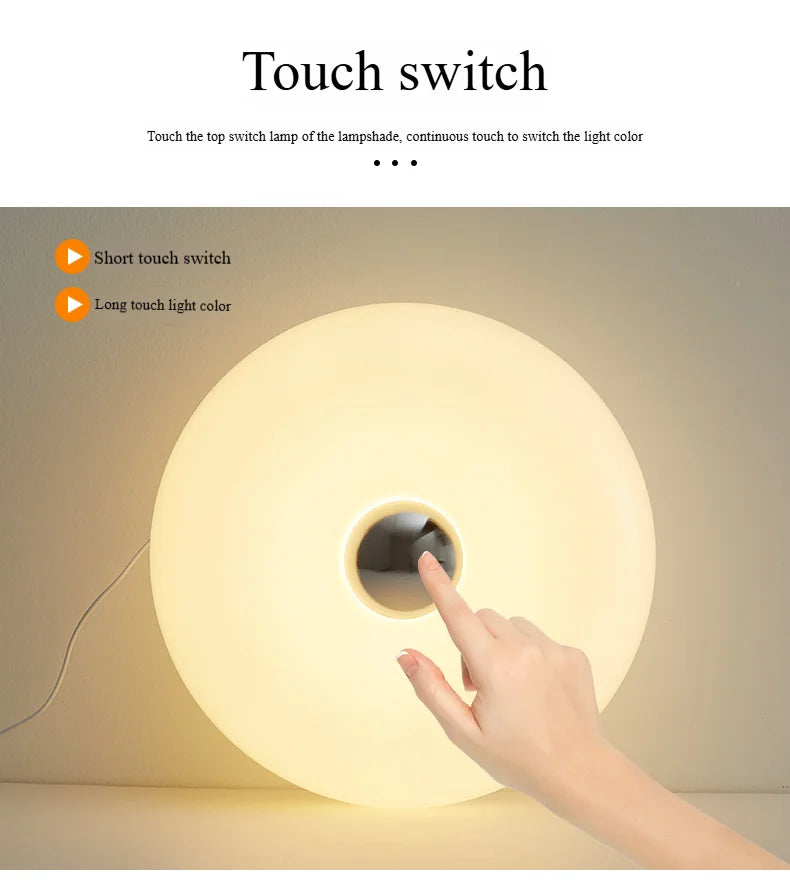 Bauhaus donut table lamp USB plug bedroom bedside decorative light living room dining room ambient light（Not glass）