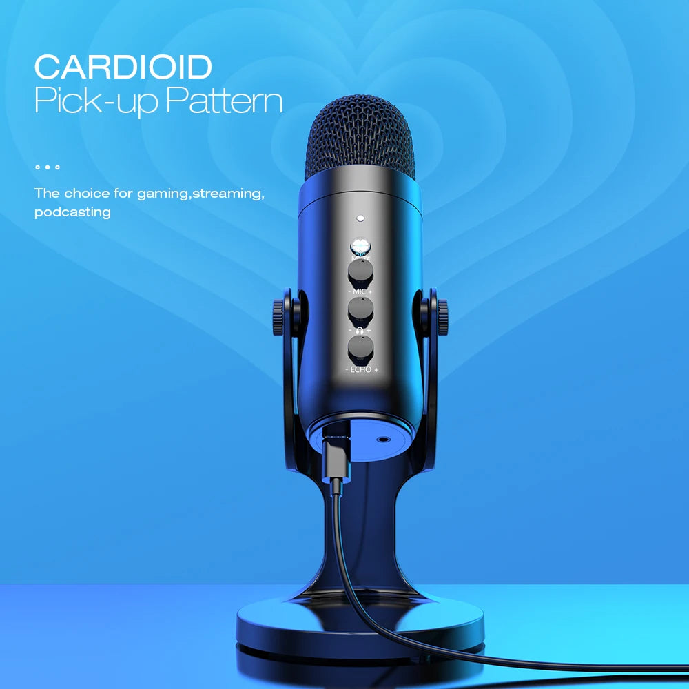 Micrófono USB Condensador HAOMUREN | PC/Mac Gaming Podcast | Adaptador Teléfono y Salida Auriculares - Firu Total Sales