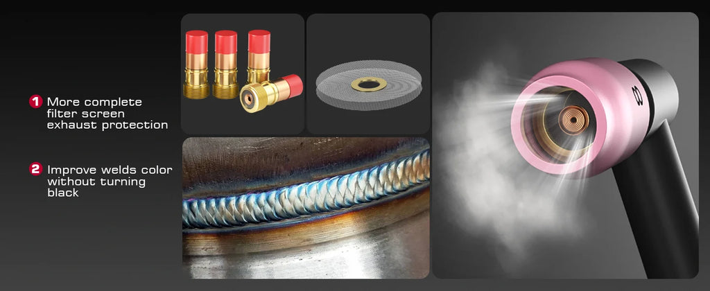 ARCCAPTAIN TIG Welding Torch Accessories Kit  Alumina Nozzle Collets Body Stubby Gas Lens #10 Glass Cup Consumables Kit