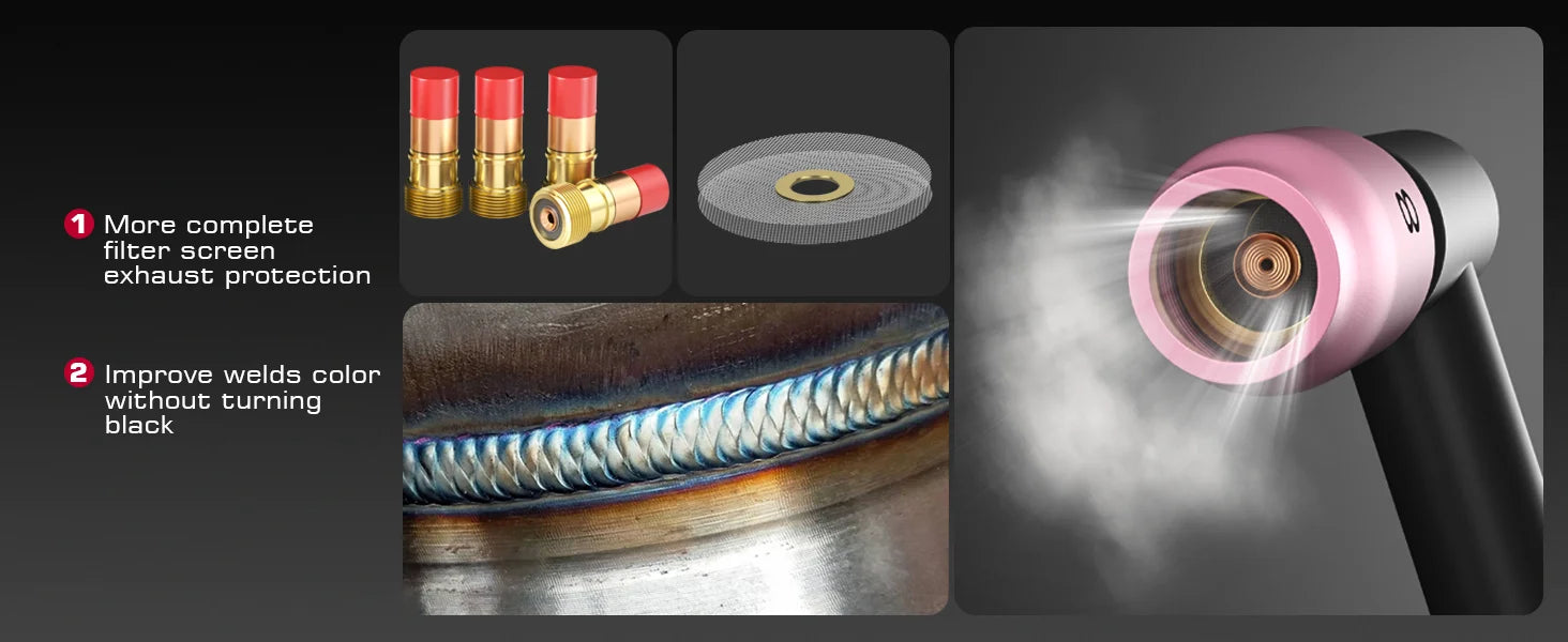 ARCCAPTAIN TIG Welding Torch Accessories Kit  Alumina Nozzle Collets Body Stubby Gas Lens #10 Glass Cup Consumables Kit