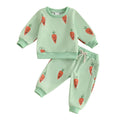 Cute Bunny Print Hooded Sweatshirt with Cozy Jogger Pants 2-Piece Outfit for Toddler Girls and Boys