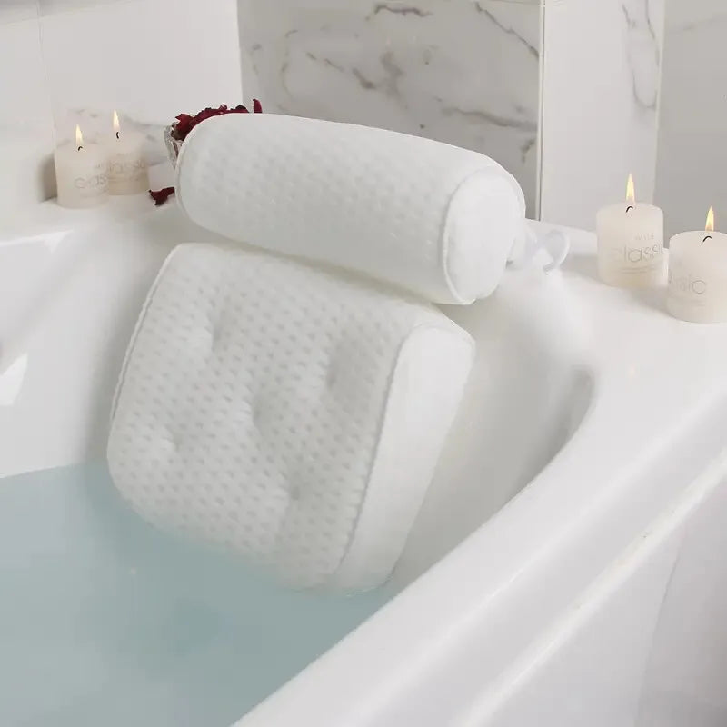 1 spa bathtub pillow with anti-slip suction cups for neck and back support, bathtub/bathroom accessory