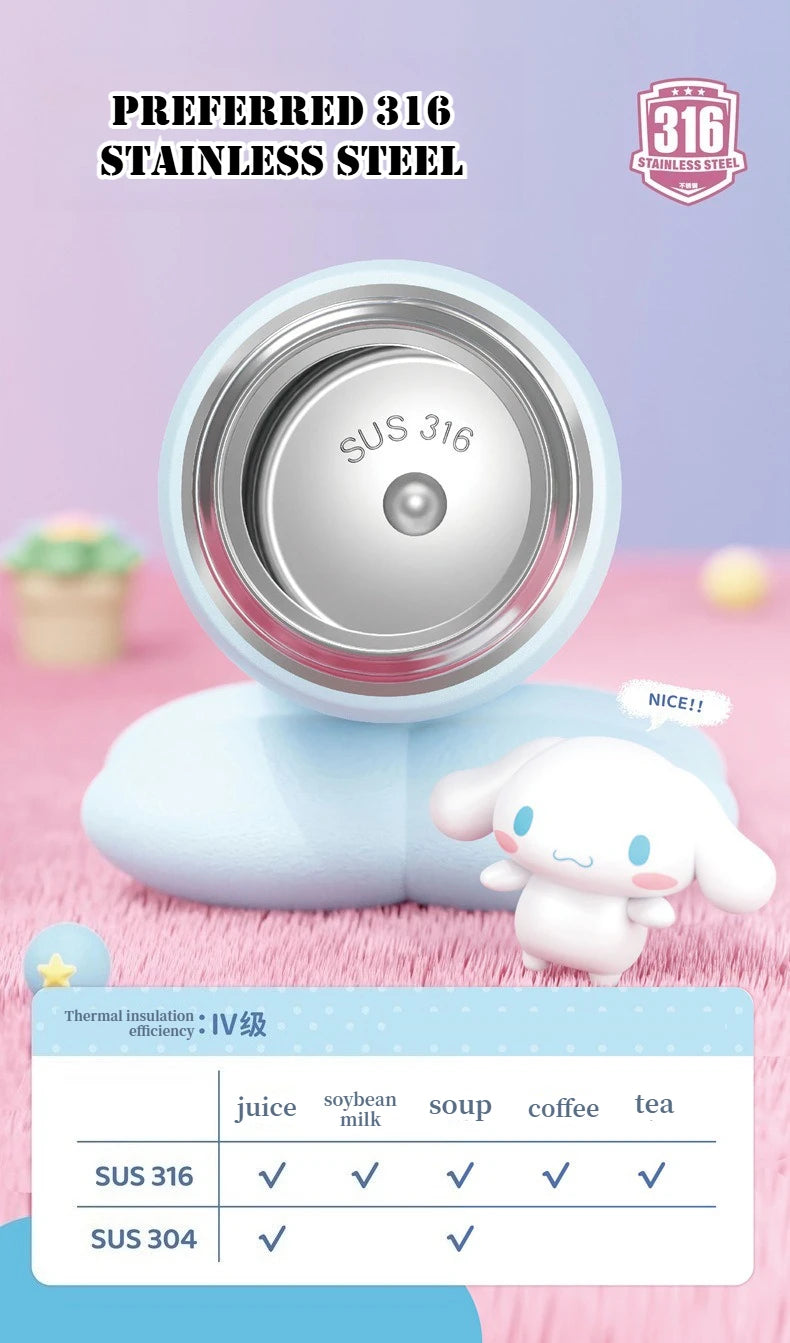 X&W 500ML for Sanrio My Melody Thermos Cups Cartoon Stainless Steel Vacuum Flask Student Cute Insulated Water Bottles Kids Cup
