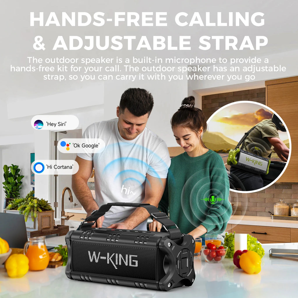 W-KING Bluetooth Speaker, 90W Peak 50W RMS IPX6 Waterproof Loud Speakers Bluetooth Wireless, Large Outdoor Portable Speaker