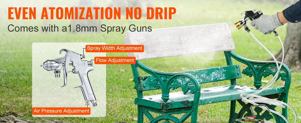 SucceBuy 2L/0.5gal Spray Paint Pressure Pot Tank Lightweight Air Paint Pressure Pot 1.8mm Nozzle Spray Paint Gun 3m Hoses