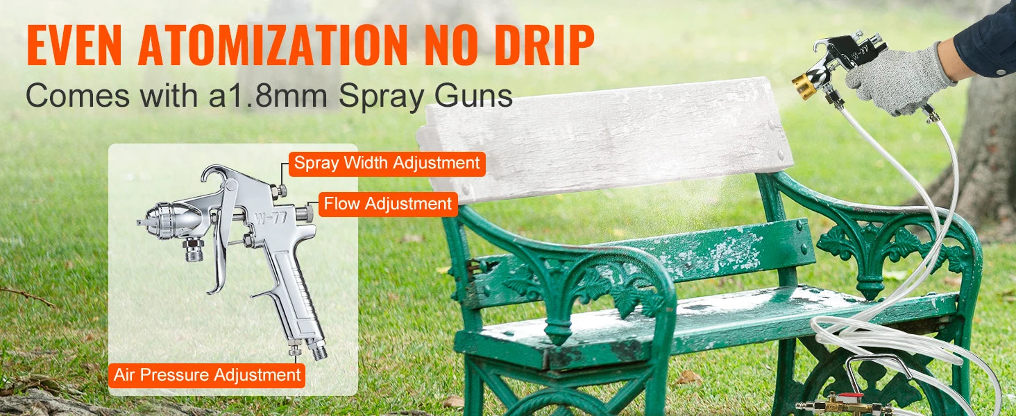 SucceBuy 2L/0.5gal Spray Paint Pressure Pot Tank Lightweight Air Paint Pressure Pot 1.8mm Nozzle Spray Paint Gun 3m Hoses