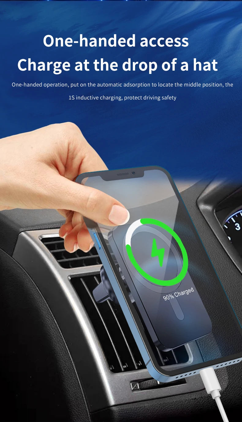 30W Magnetic Car Wireless Charger | MagSafe Compatible | iPhone 12-15 Pro Max