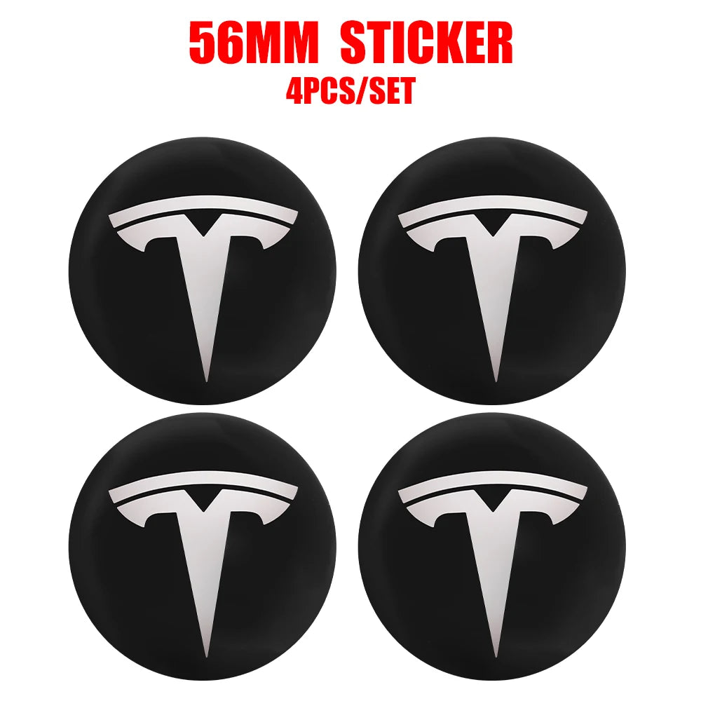 4pcs 56/60mm Car Wheel Center Cover Sticker Tire Hub Cap Badge Covers For Tesla Model 3 Model S Model X Model Y Coil Accessories