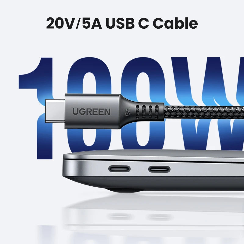 UGREEN Cable USB-C 100W 5A | QC4.0 | Trenzado Aluminio | iPhone 17/16/15, MacBook, Samsung S25/S24
