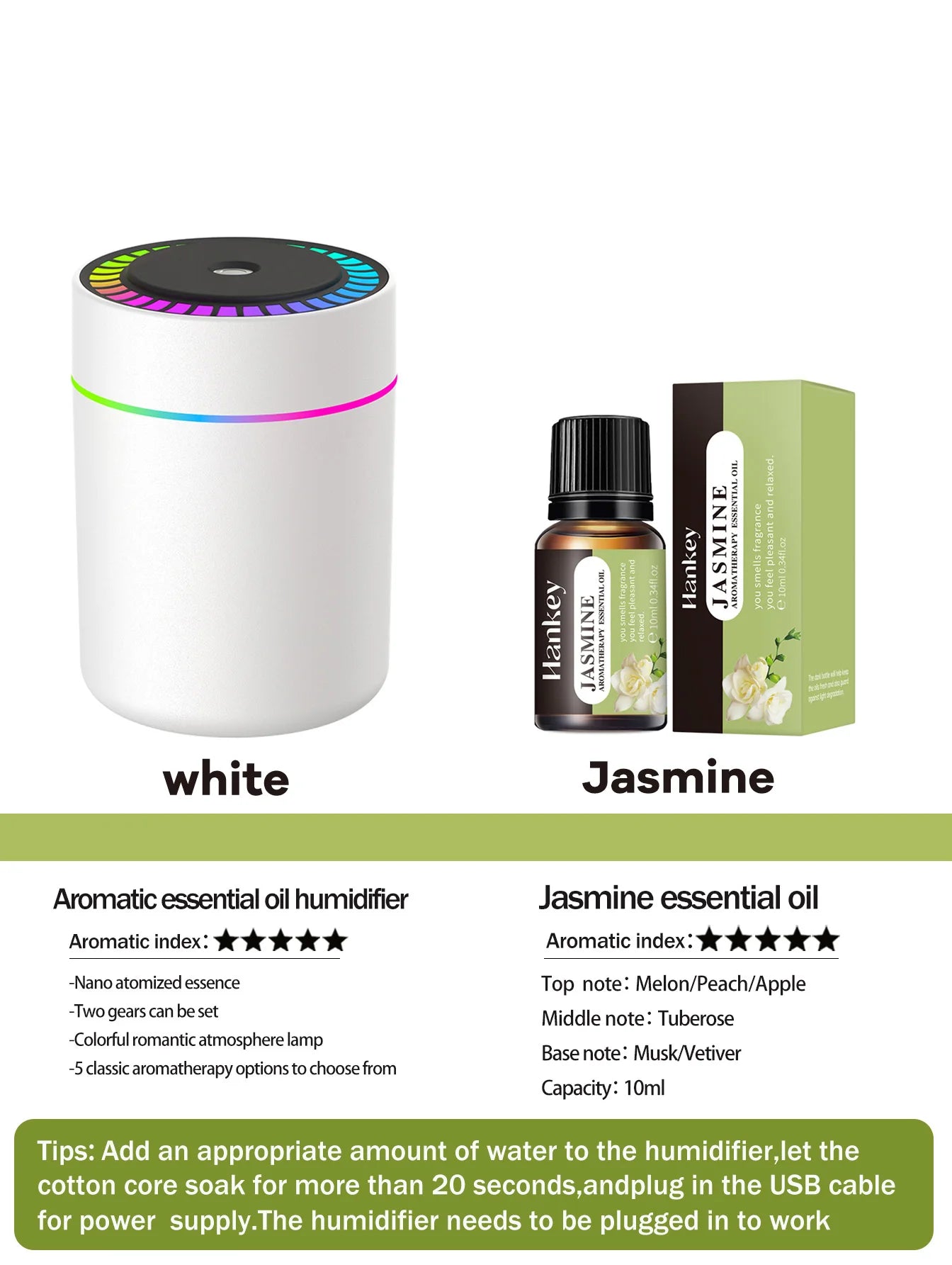 Difusor Aromaterapia 180ml | Humidificador LED 7 Colores | Auto y Hogar 🌿