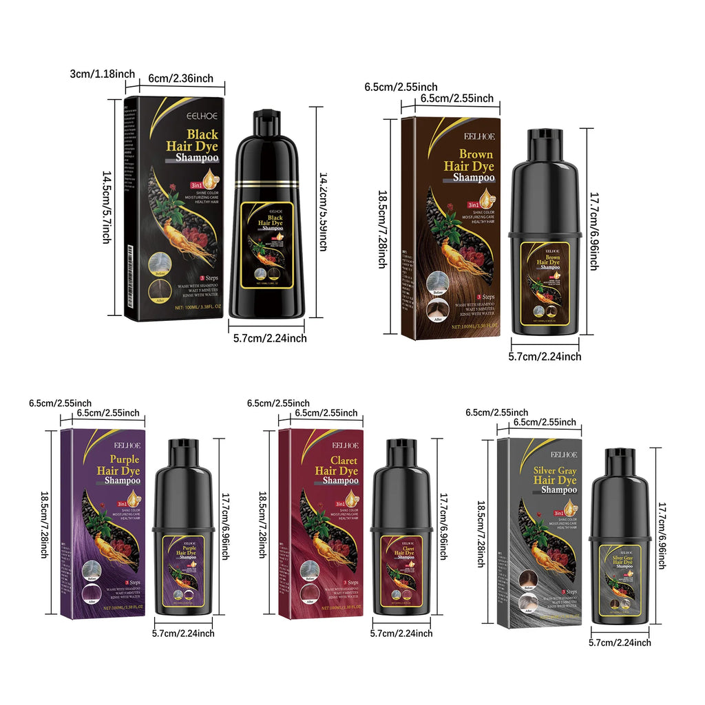 Instant Coloring Shampoo Natural 5 Colors for Men Women DIY Hair Dye Coloring Care Gentle Non-Irritating 100ml Hair Dye Shampoo