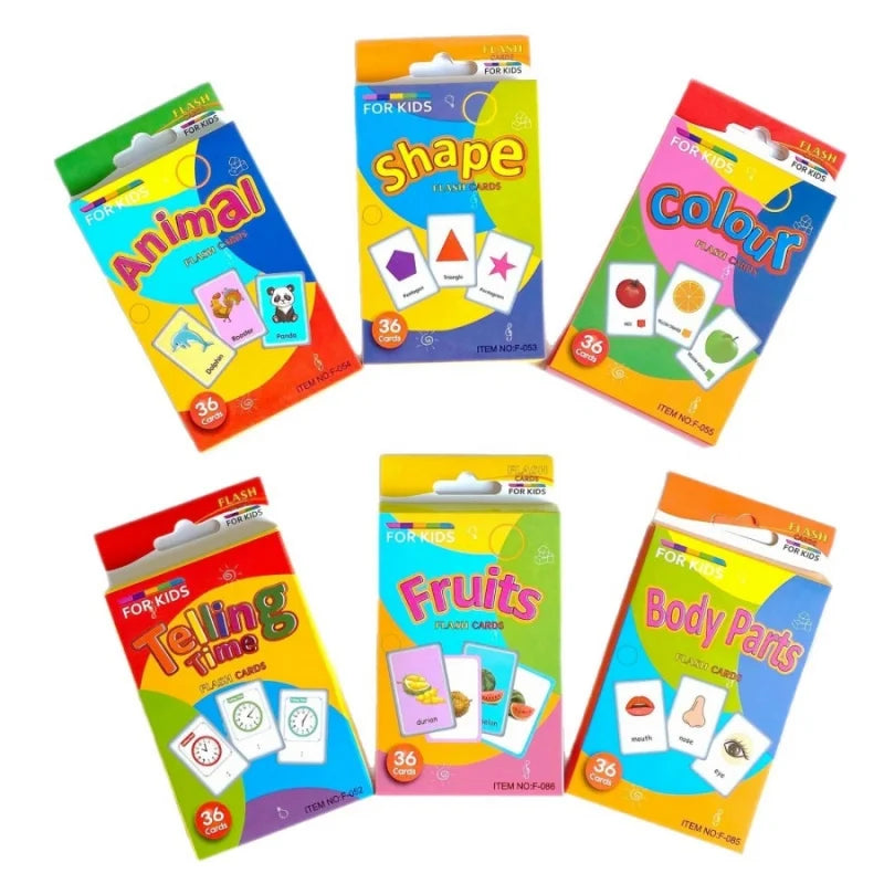 36pcs/box Early Childhood Education card animal fruit food color shape English character Montessori Toy Memory Training card