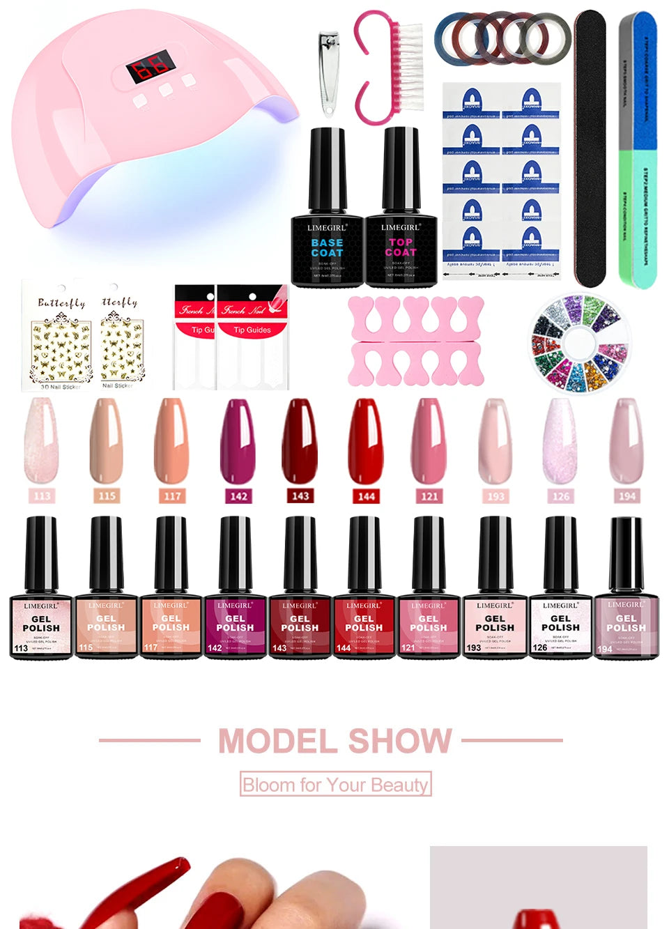 Limegirl Nail Gel Polish Kit With USB UV Lamp Semi-Permanent 8ml Soak Off Base&Top Coat Varnish Manicure Set for Nails Salon Kit