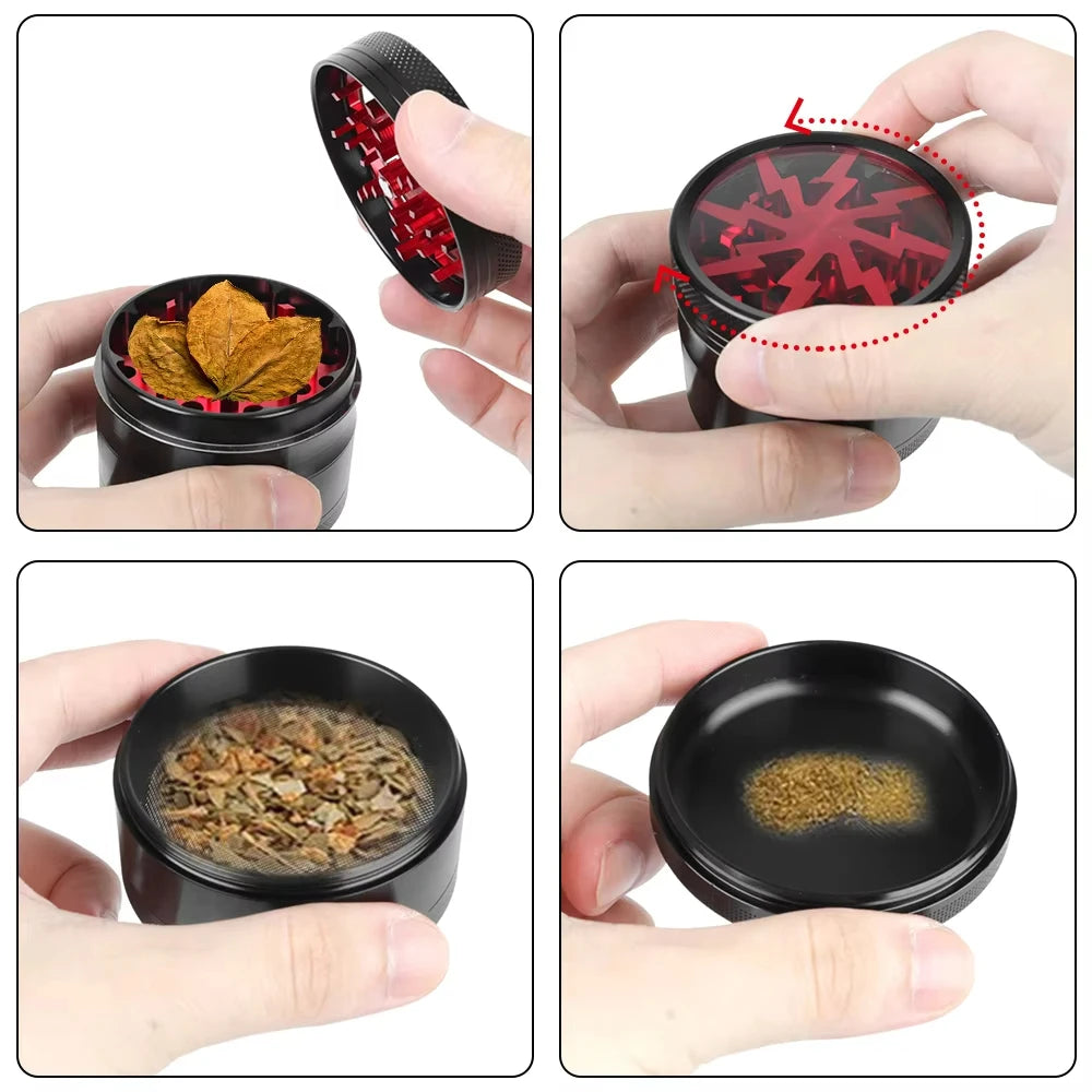 40mm/50mm /62mm 4 Layers Herbal Grinder Pepper Pot Spice Tobacco Mill Aluminum Alloy Dry Herb Crusher Smoking Cigarette Tools