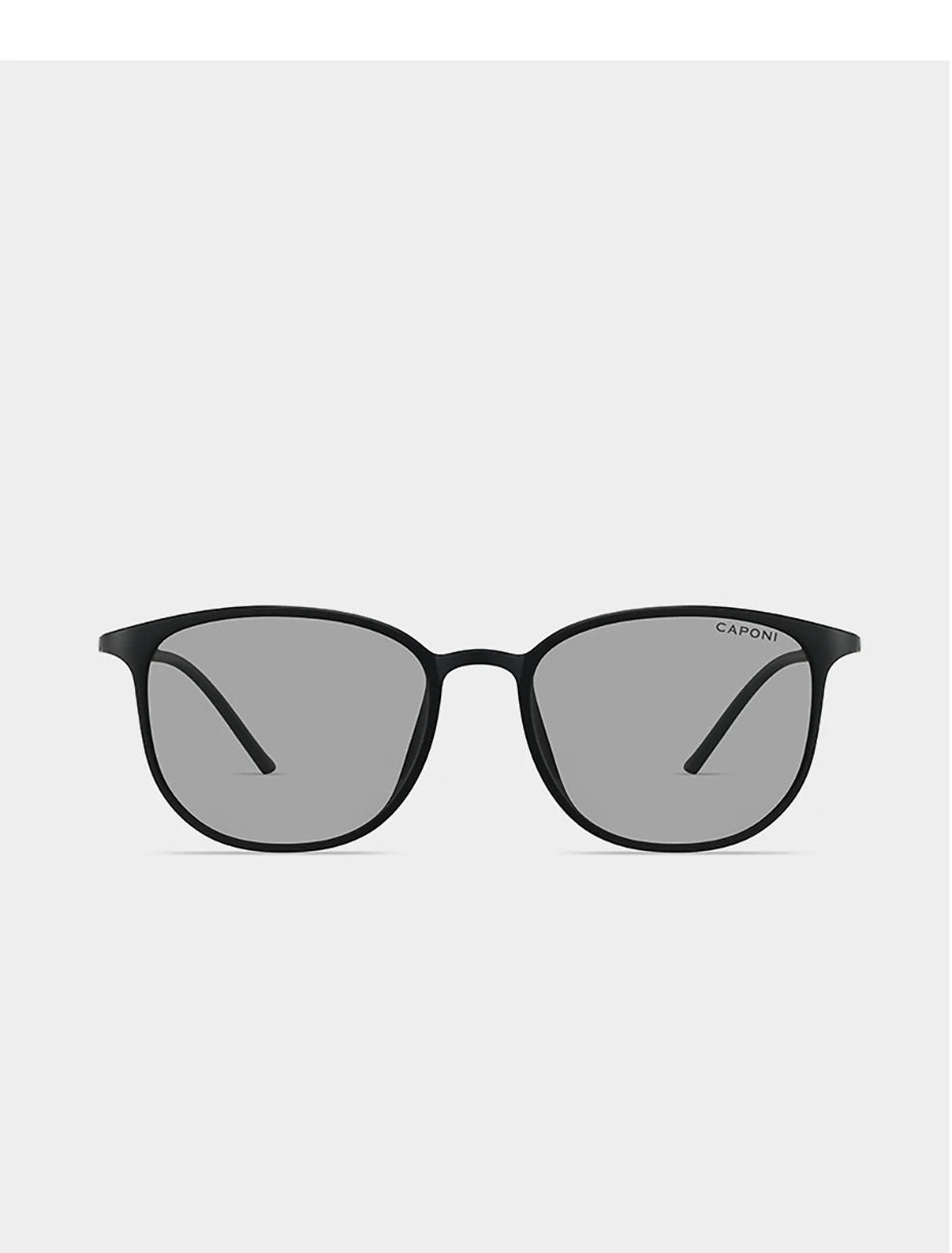 CAPONI Oval Men's Sunglasses Photochromic Polarized Sun Glasses For Men Protect UV Ray Super Light Driving Black Glasses BS520