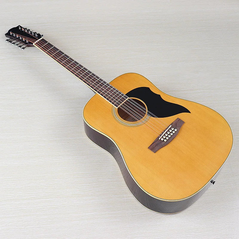Guitarra Acústica de 12 Cuerdas 41" | Madera Spruce | Diseño Folk | Negro y Natural 🎸