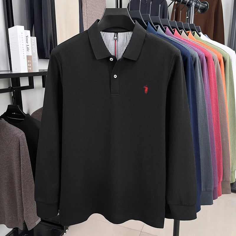 Polo Manga Larga 100% Algodón con Bordado de Pony | Casual Business Hombre 👔