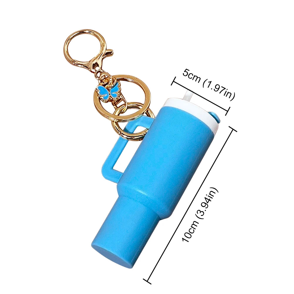 Mini Cup Keychain Lip Balm Keychain Cute Tumbler Key Ring Chapstick Holder Keychain Handbag Charms Key Ring for School Bag
