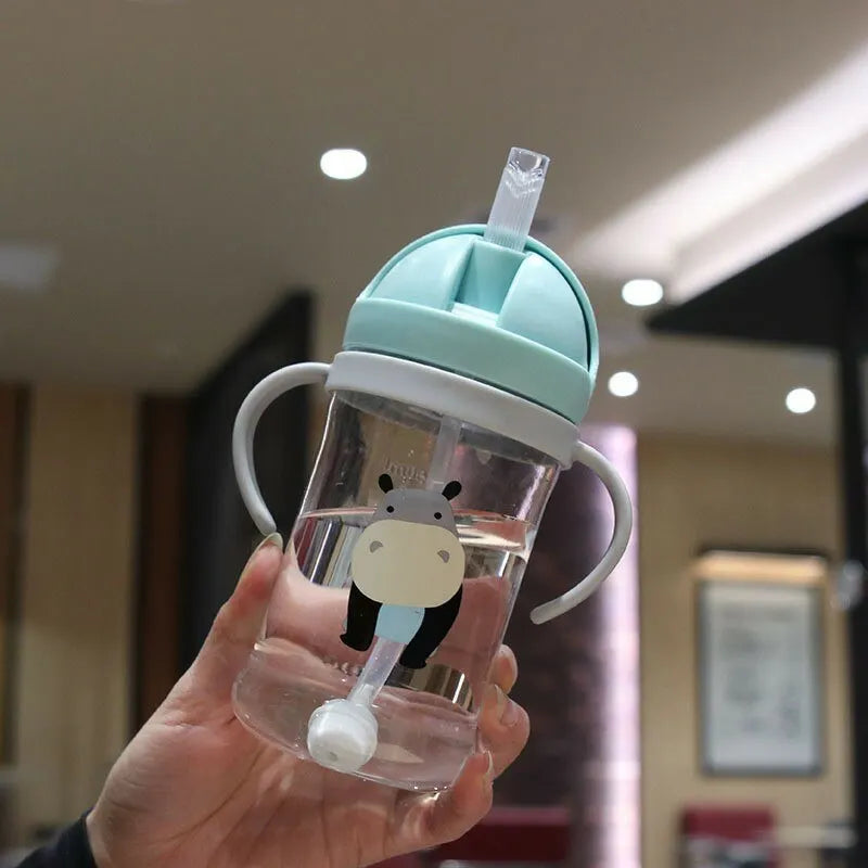 Botella de Agua 350ml para Niños | Pitillo con Bola de Gravedad | Antiderrame 🍼