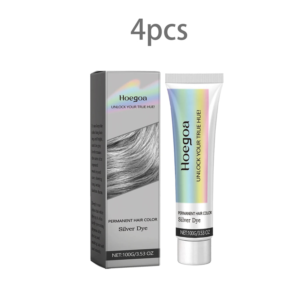 Long Lasting Hair Dye Cream Unisex Permanent Professional Covering Nourishing Non Irritating for Women Men Silver Color Hair Dye