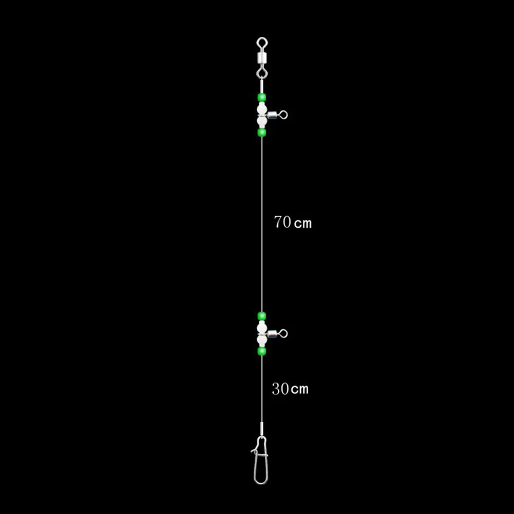Night Glow Fishing Leaders Fishing Leader Line with Swivels and Snaps Luminous Fish Wire Leaders for Saltwater Freshwater