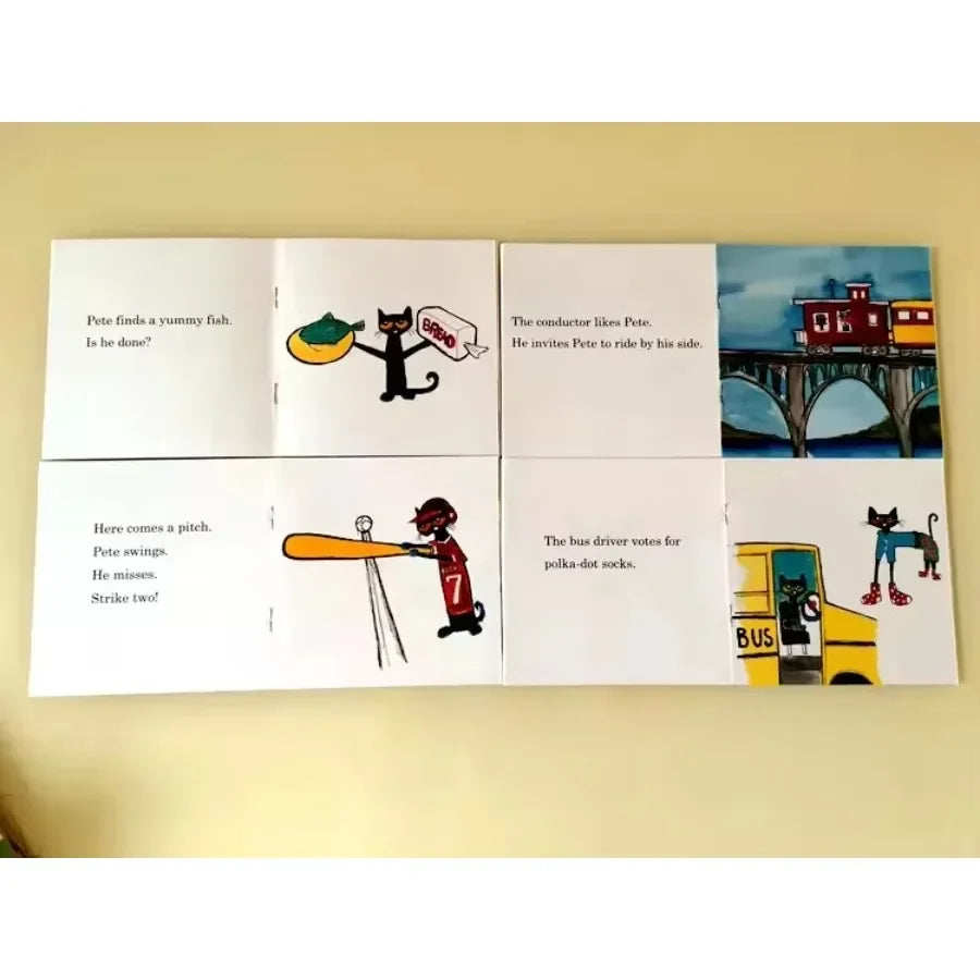 12 Books/Set I Can Read Pete The Cat English Picture Books Children Story Book Early Educaction Pocket Reading Book