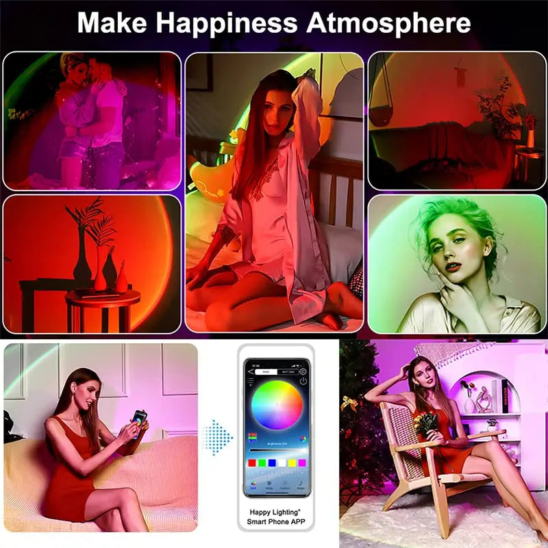 Tuya Smart Sunset Lamp USB Projector LED Night light with Remote Bluetooth App Control Atmosphere Mood Light for Photography