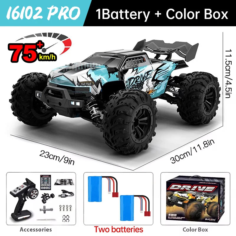 WLtoys 16101 Pro Carro RC 1:16 | 75KM/H | 4WD | Motor Brushless | LED | 2.4G | Drift Monster Truck | Regalo Niños