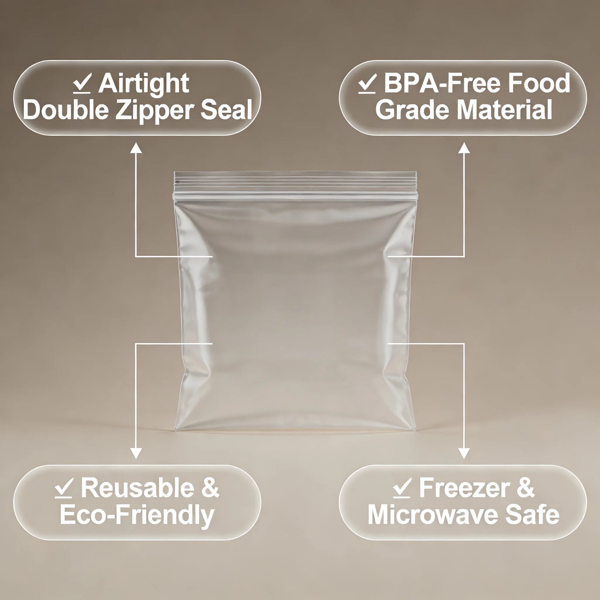 3 Size Reusable Storage Bags Transparent Leak Proof Freezer Bags Airtight Seal for Food Fruit Veggie Storage