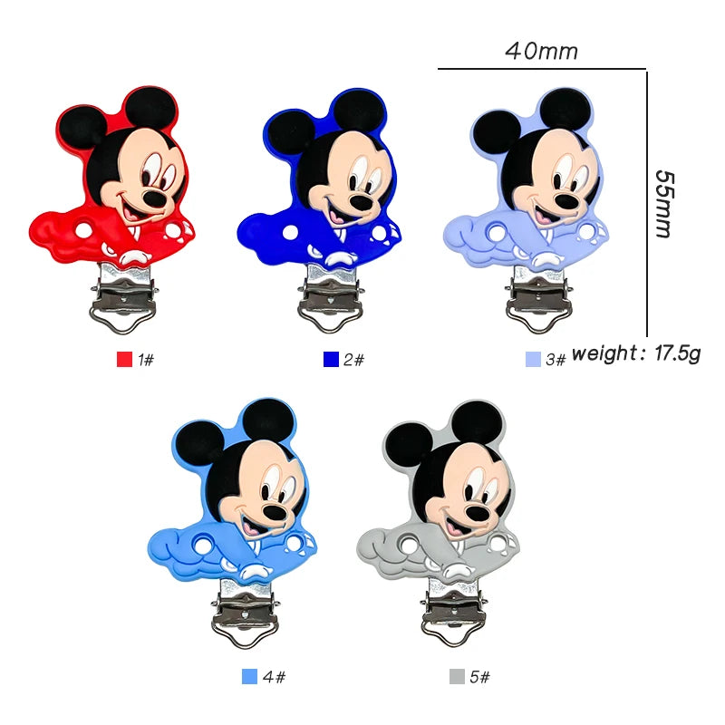 1/3/10pcs Silicone Mickey Teething Beads Food Grade Cartoon Shape Baby Teethers Toys DIY Pacifier Clips Chain Accessories