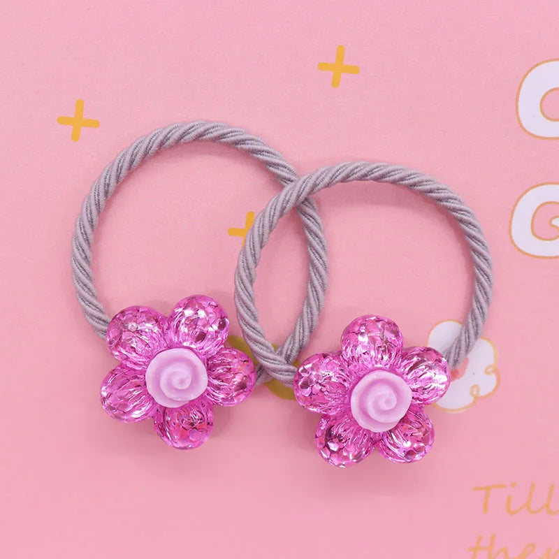 2Pcs/Set Halloween Gift Resin Strawberry Hair Accessories Colorful Hair Ties Children's Rubber Bands Kid Headband Scrunchies