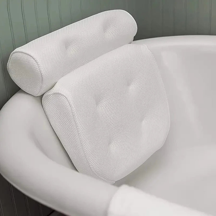 1 spa bathtub pillow with anti-slip suction cups for neck and back support, bathtub/bathroom accessory