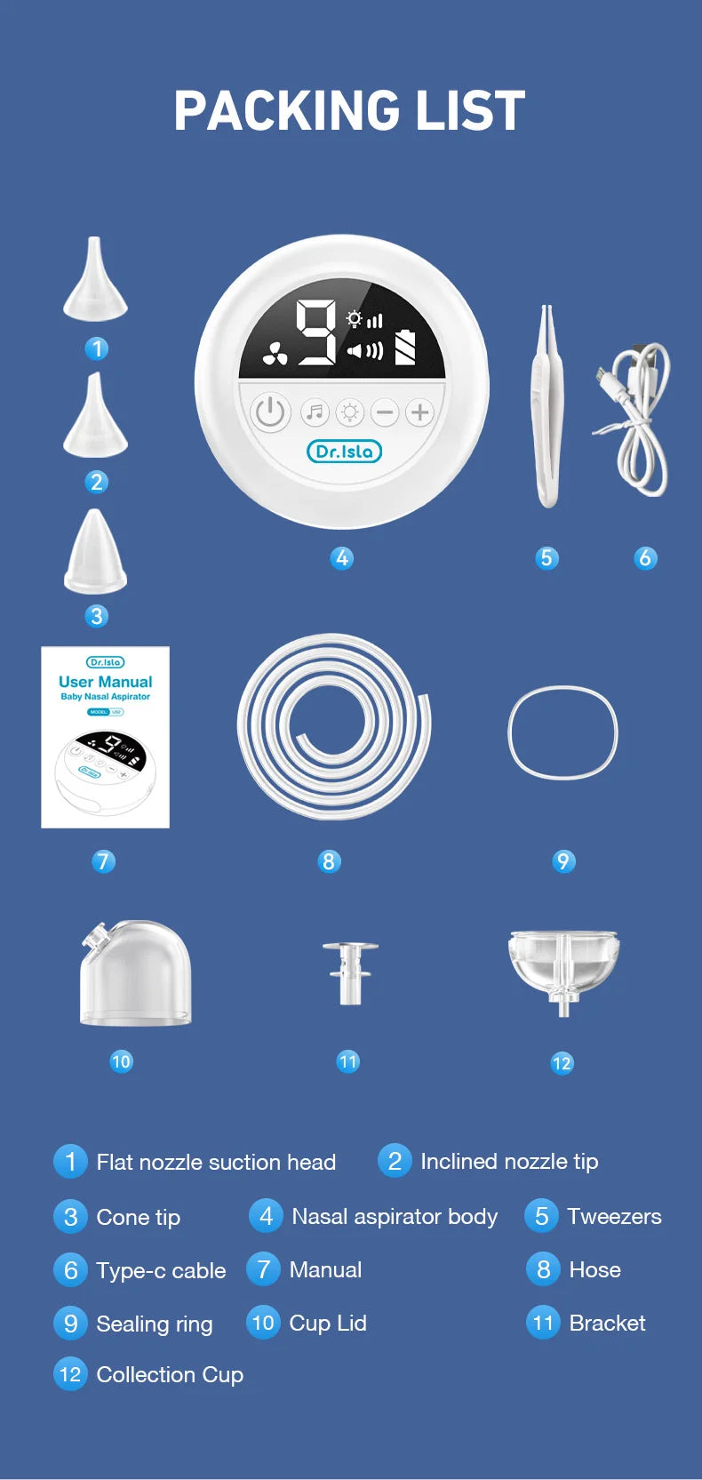 MAMIJOY  Baby Nasal Aspirator Electric Nose Cleaner with Built-In Music & Night Light Rechargeable Nose Booger Sucker for Babies