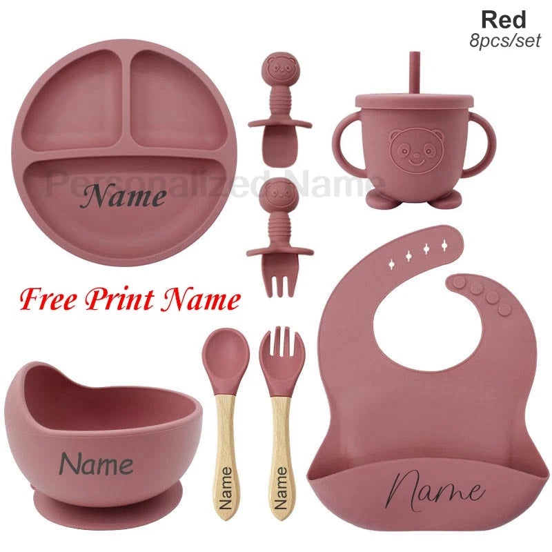 Set de Alimentación Personalizado para Bebé | Silicona | Plato, Bol y Vaso | Regalo 🍼