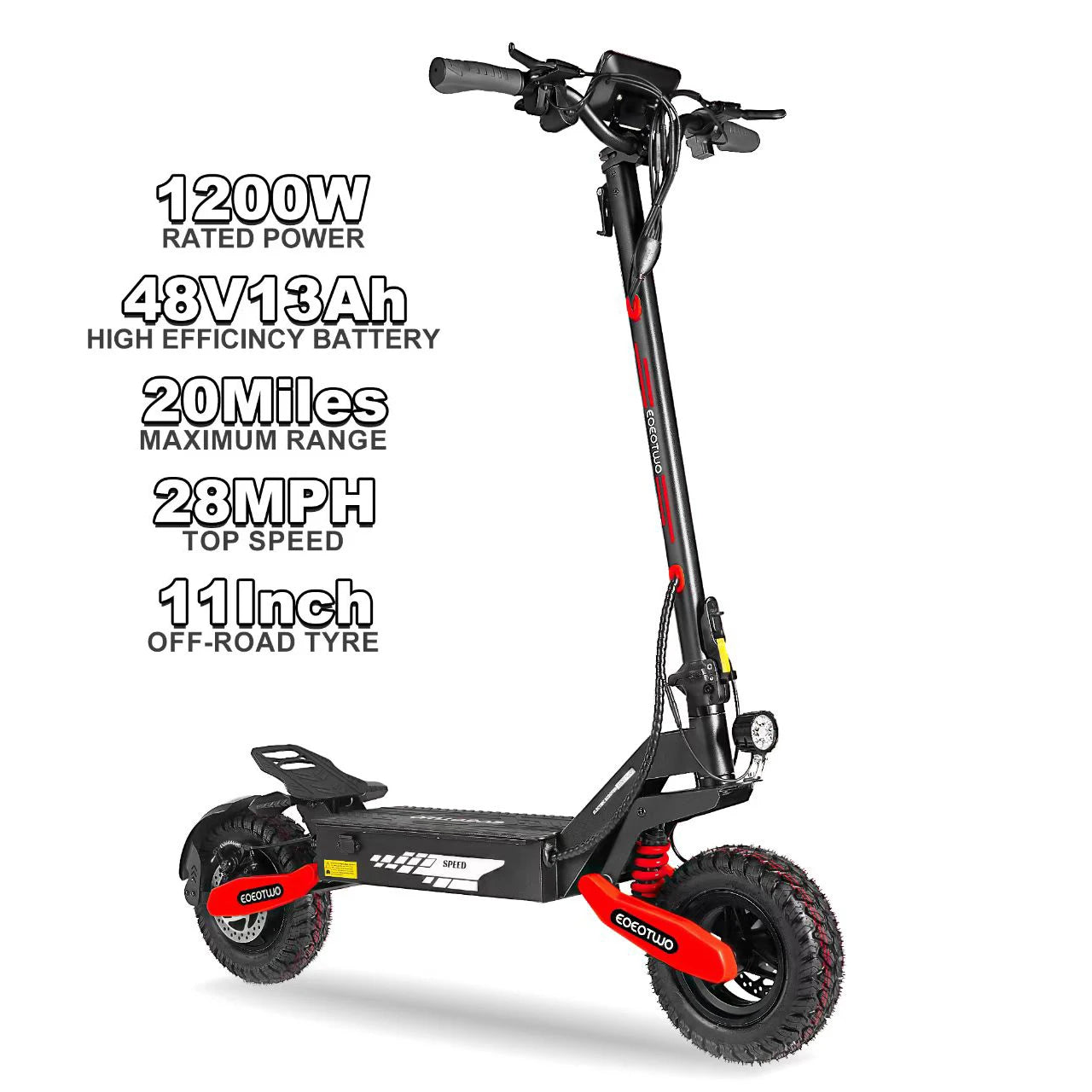 Scooter Eléctrico Off-Road 1200W 48V | 30MPH | Llanta 11" Sin Cámara | Plegable 🛥️