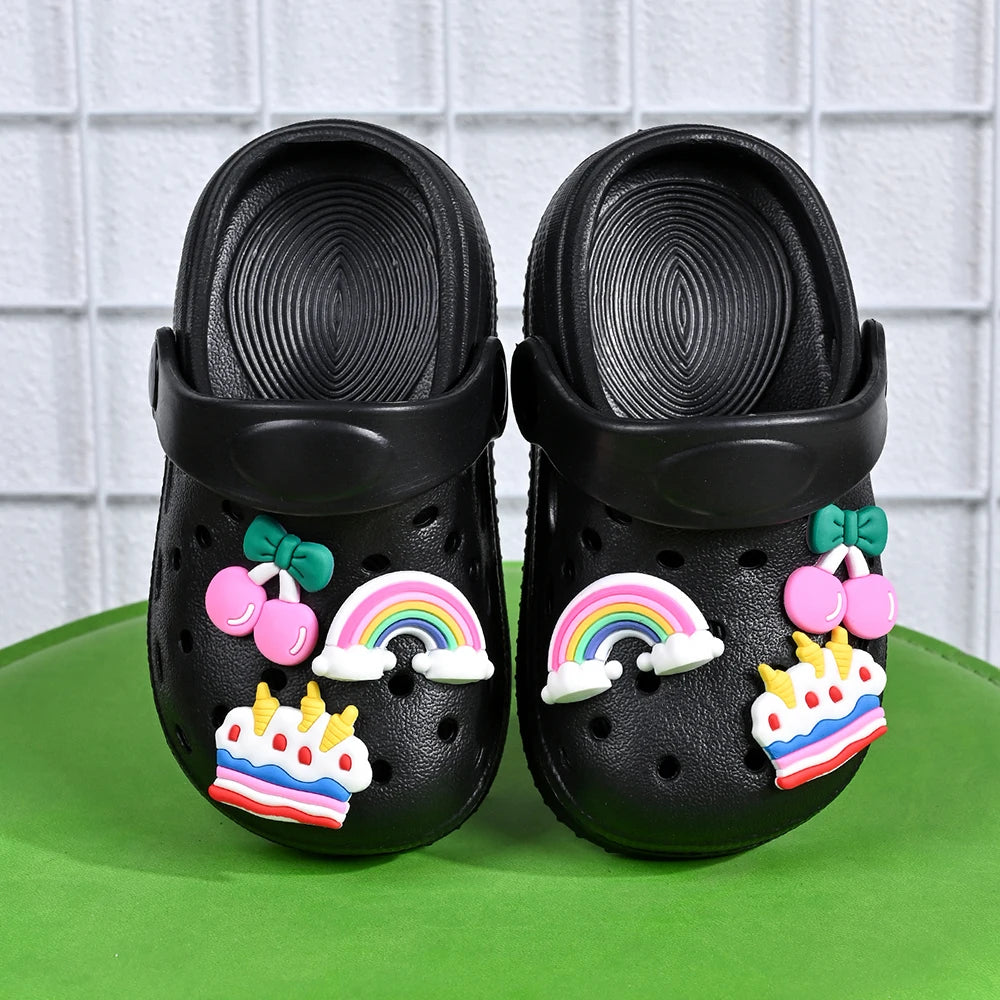 New Summer Children's Slippers Rainbow Cherry Cake Casual Sandals - Breathable Non-Slip for Boys Girls - Home & Beach Wear