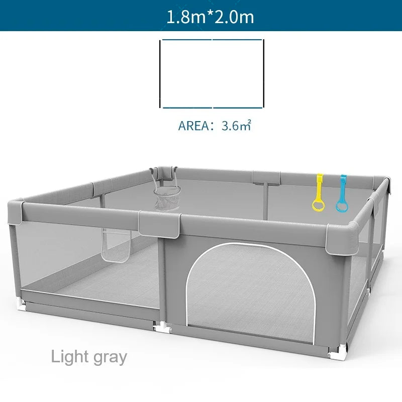 Corralito IMBABY para Bebés | Gris | Valla de Seguridad con Aro y Caja de Pelotas