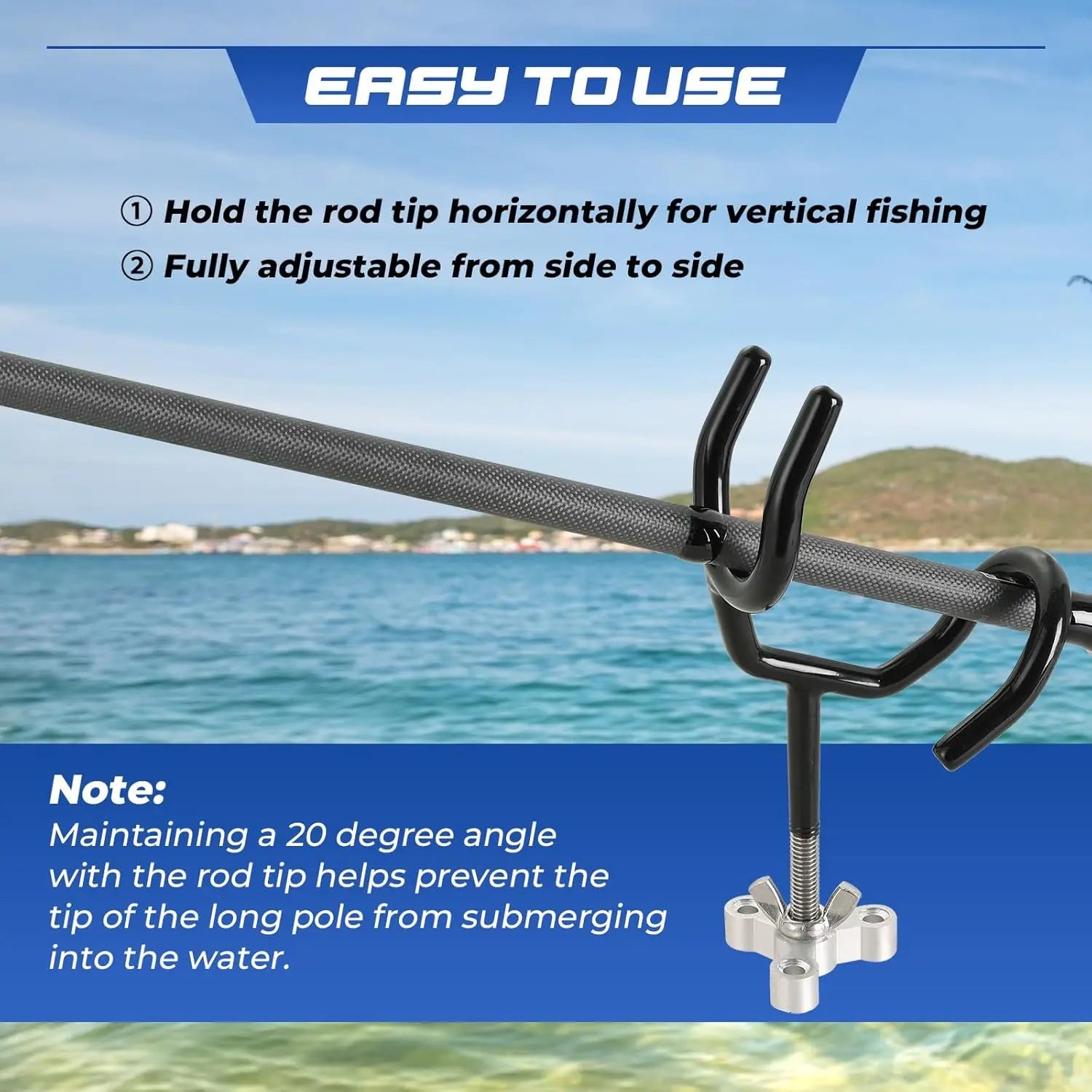8-Pack 20-Degree Angle Steel Fishing Rod Holders with PVC Coating and Mounting Base, Ideal for Boats and Yachts