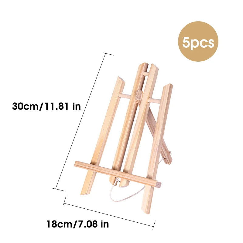 5 pcs Mini Wooden Easel for Mobile Phone Holders,Folding Desktop Display,Triangle Bracket,Drawing Board,Art Supplies