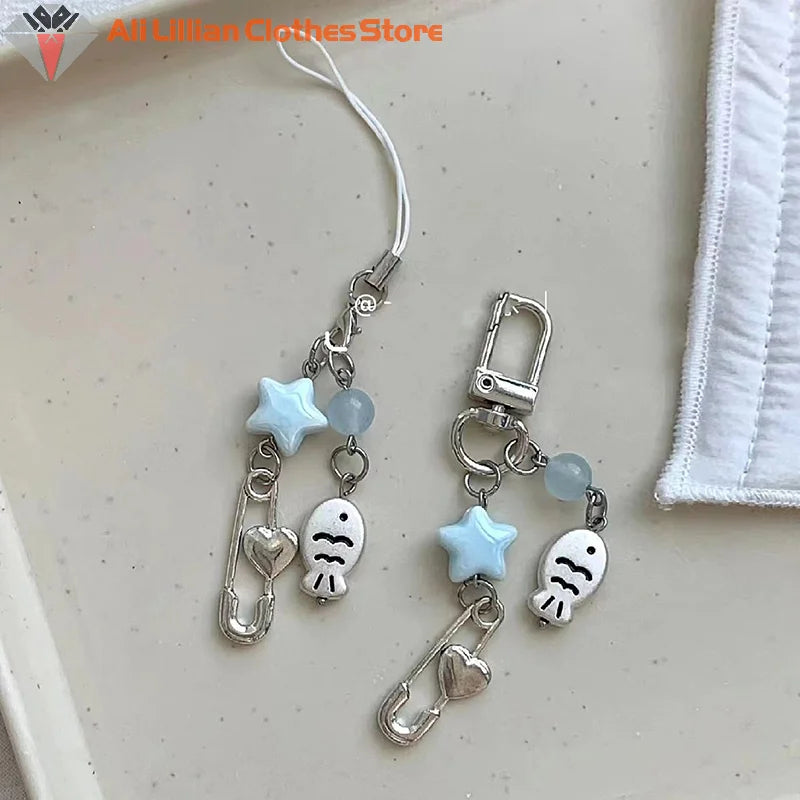 Summer Small Fish Star Charm Keychain Phone Lanyard Keyring Bag Pendant Accessory Aesthetic Y2k Jewelry