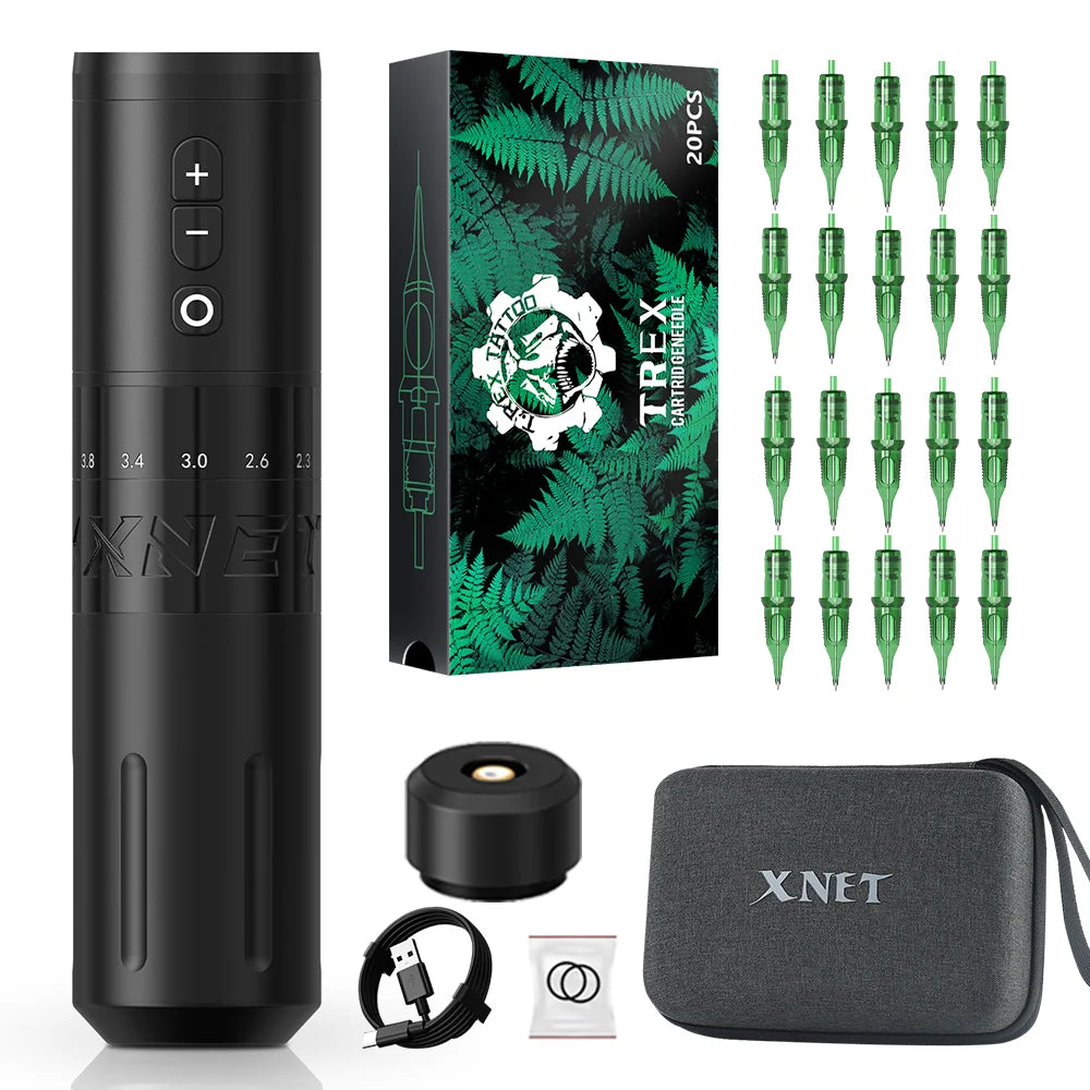 XNET E1 Wireless Tattoo Machine 20pcs Needle 2.0-4.2 Adjustable Stroke Custom Motor 2000mAh Battery Makeup Tattoo Pen For Tattoo