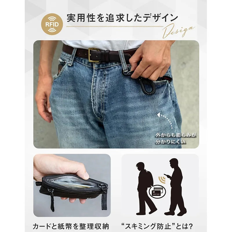Zipper Rfid Wallet Mini Coin Purse Women Men's Nylon Short Wallet Retro Key Card Holder Small Money Bag Trend Youth Mini Handbag