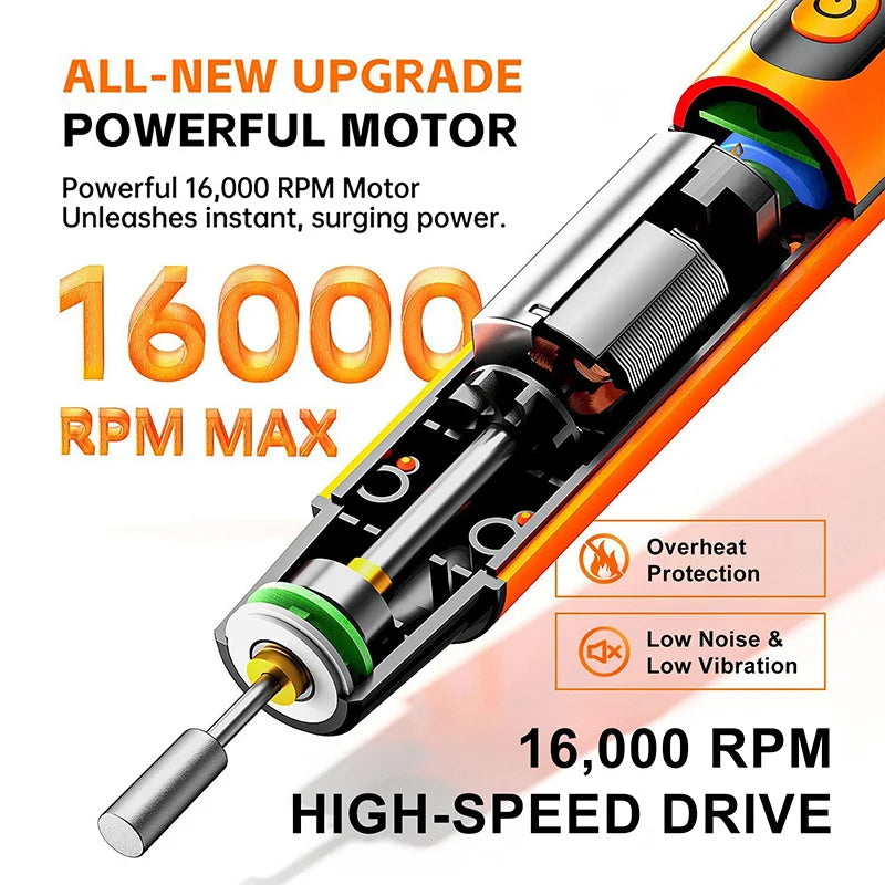 Household Handheld Power Tool Set Electric Mini Grinder Kit With LED Light 16000 RPM Max Engraving and Polishing